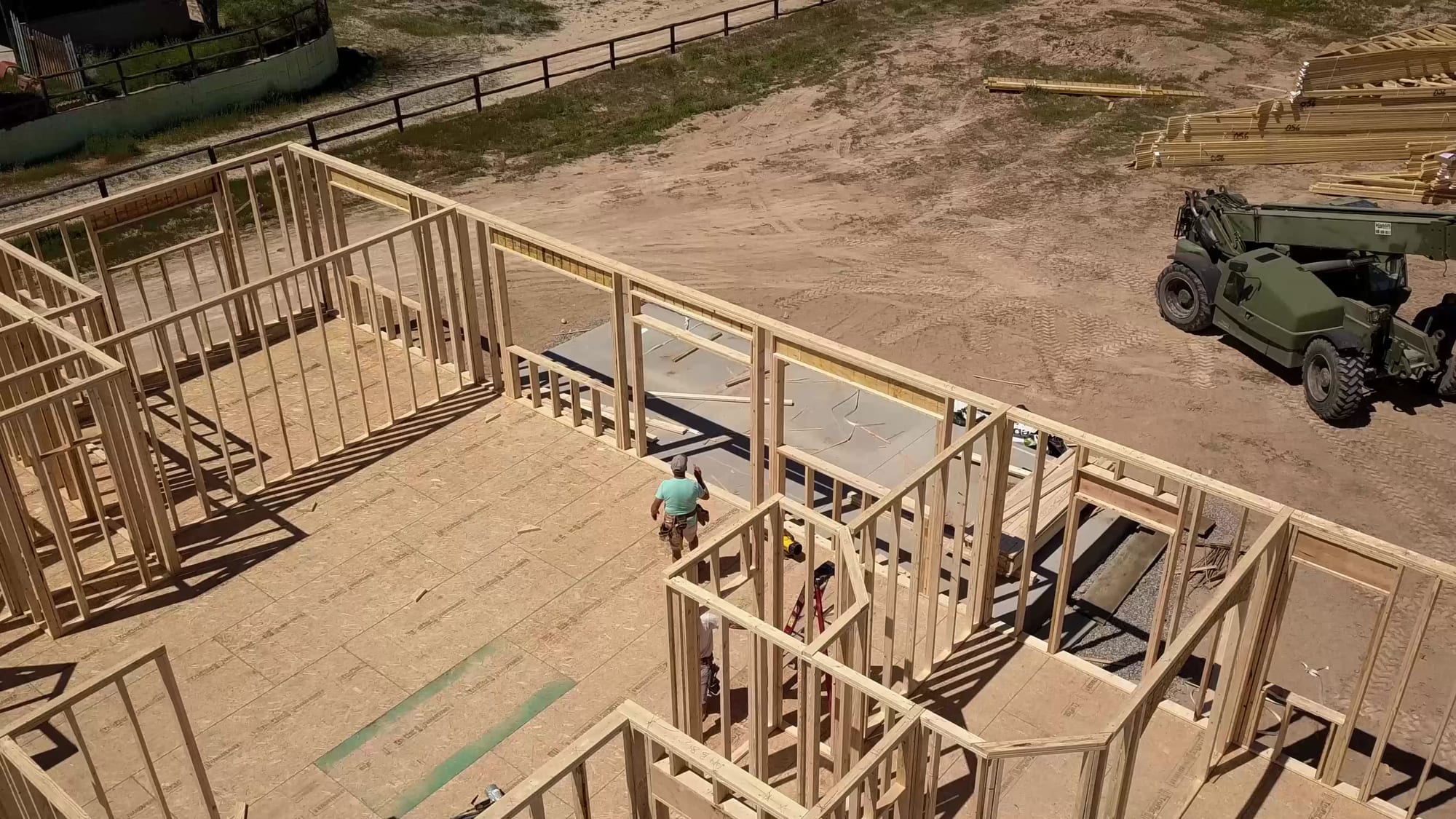 Aerial view of houses under framing